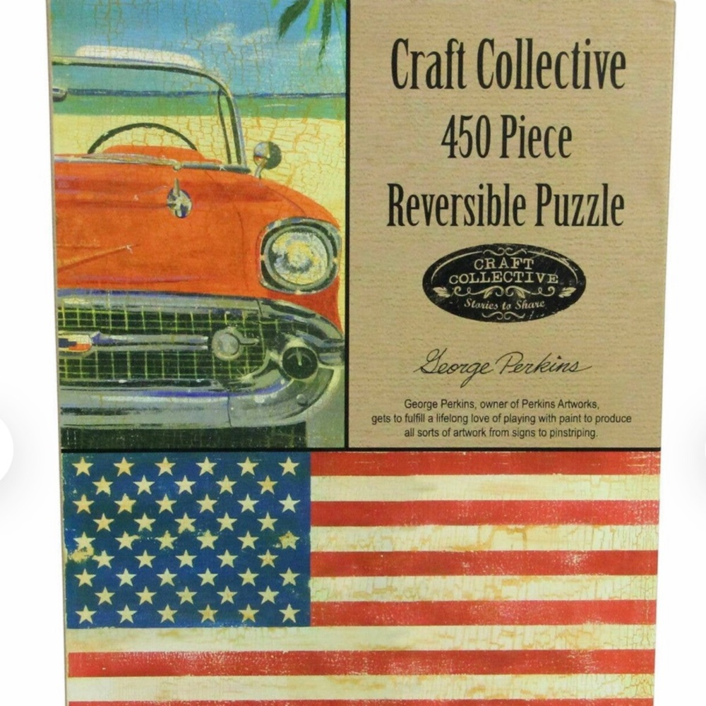Avon‎ Craft Collective 450 Piece Reversible Puzzle Chevy Car American Flag